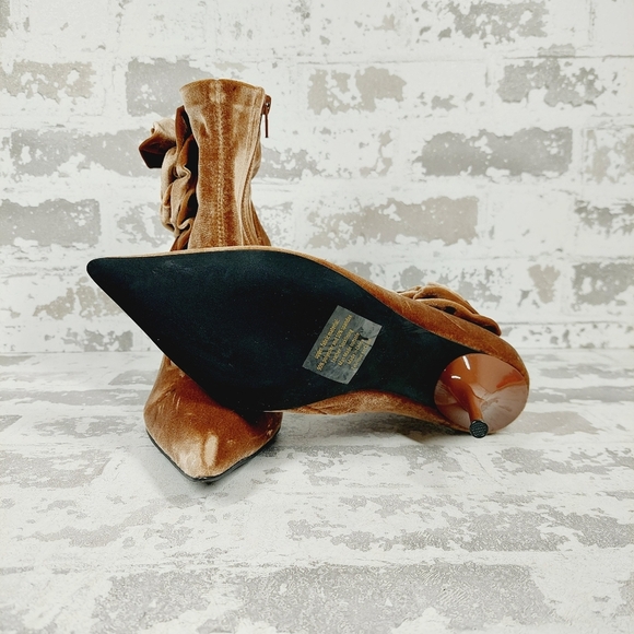 New Jeffrey Campbell Florette Natural Crushed Velvet Floral Heels C204 - Picture 8 of 12